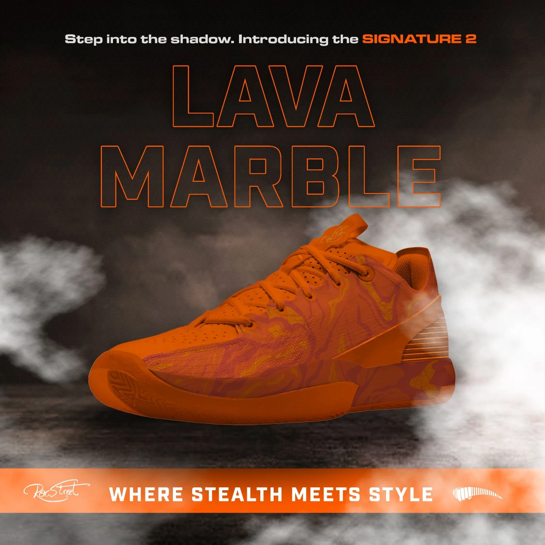 Lava orange Roc Street Phantom Marble shoe poster